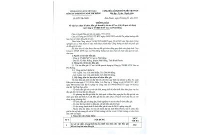 Thông báo về việc lựa chọn tổ chức đấu giá thanh lý tài sản (07 xe ô tô) đã qua sử dụng tại Công ty TNHH MTV Cao su Phú Riềng